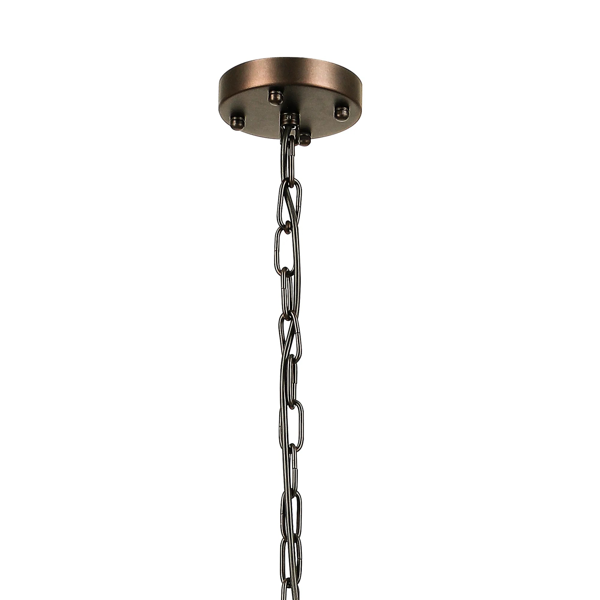 Robin 45cm Pendant & Semi Ceiling 7 Light - Brown Oxide & Clear Glass Rods