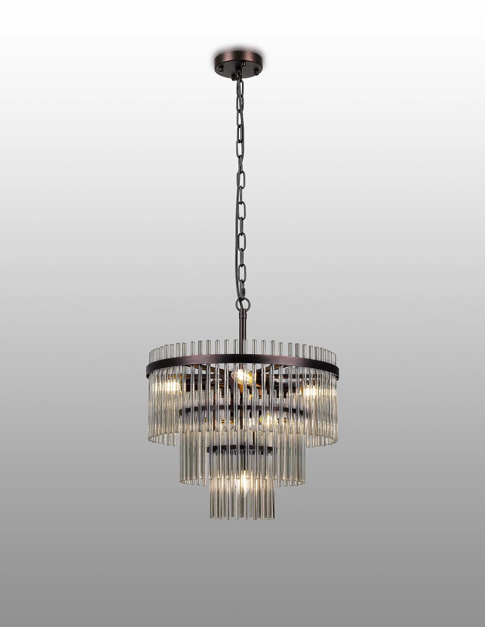 Robin 45cm Pendant & Semi Ceiling 7 Light - Brown Oxide & Smoke Glass Rods