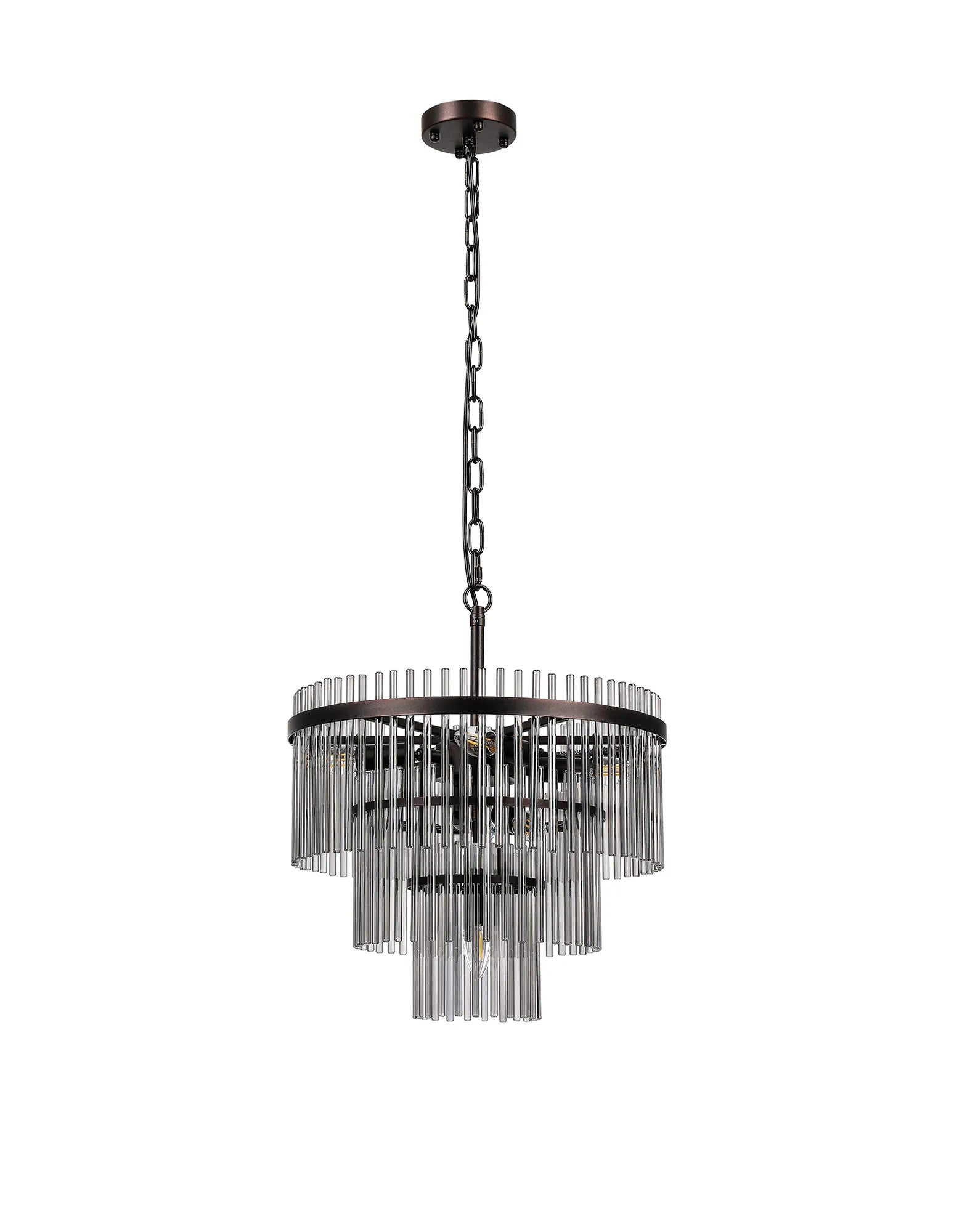 Robin 45cm Pendant & Semi Ceiling 7 Light - Brown Oxide & Smoke Glass Rods