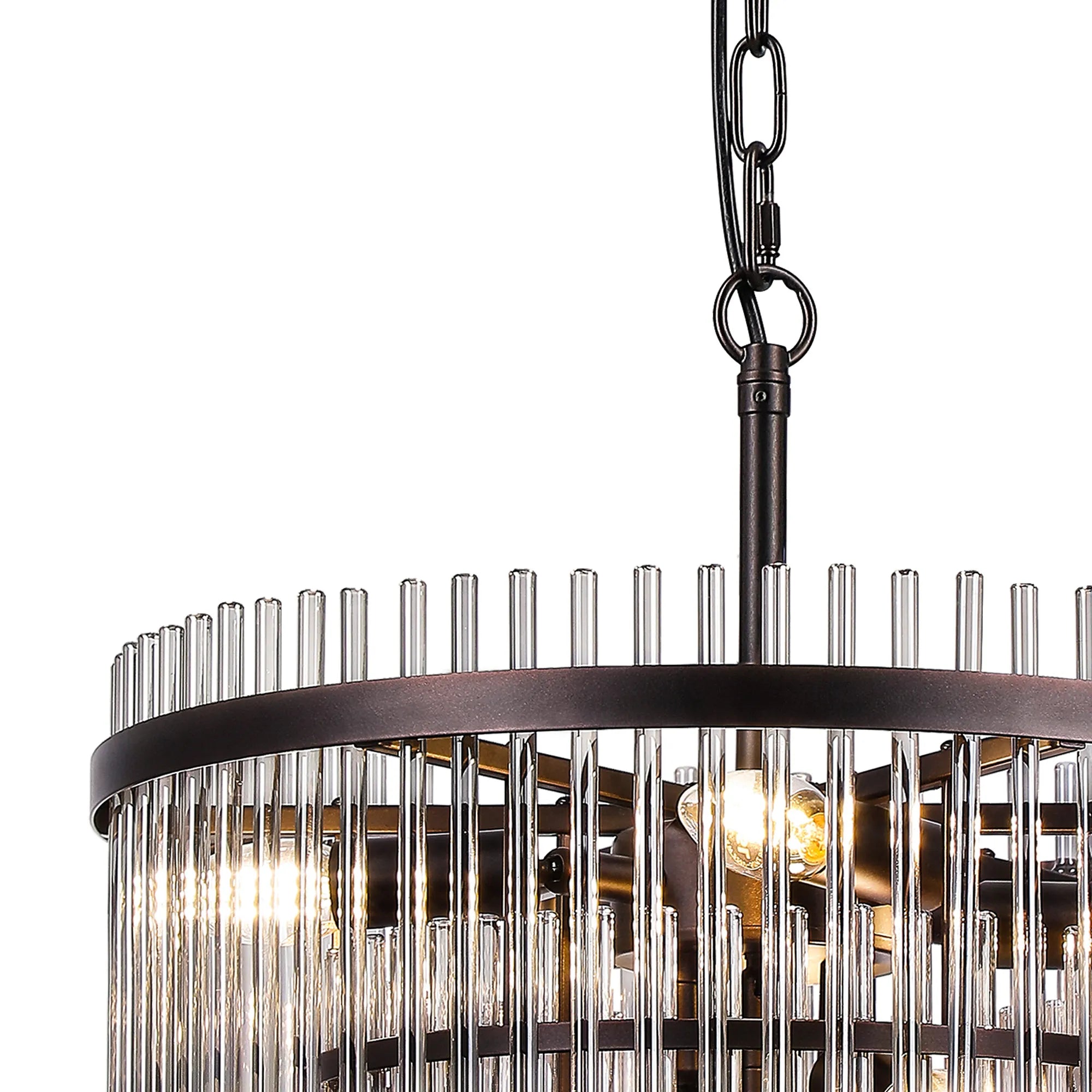 Robin 45cm Pendant & Semi Ceiling 7 Light - Brown Oxide & Smoke Glass Rods