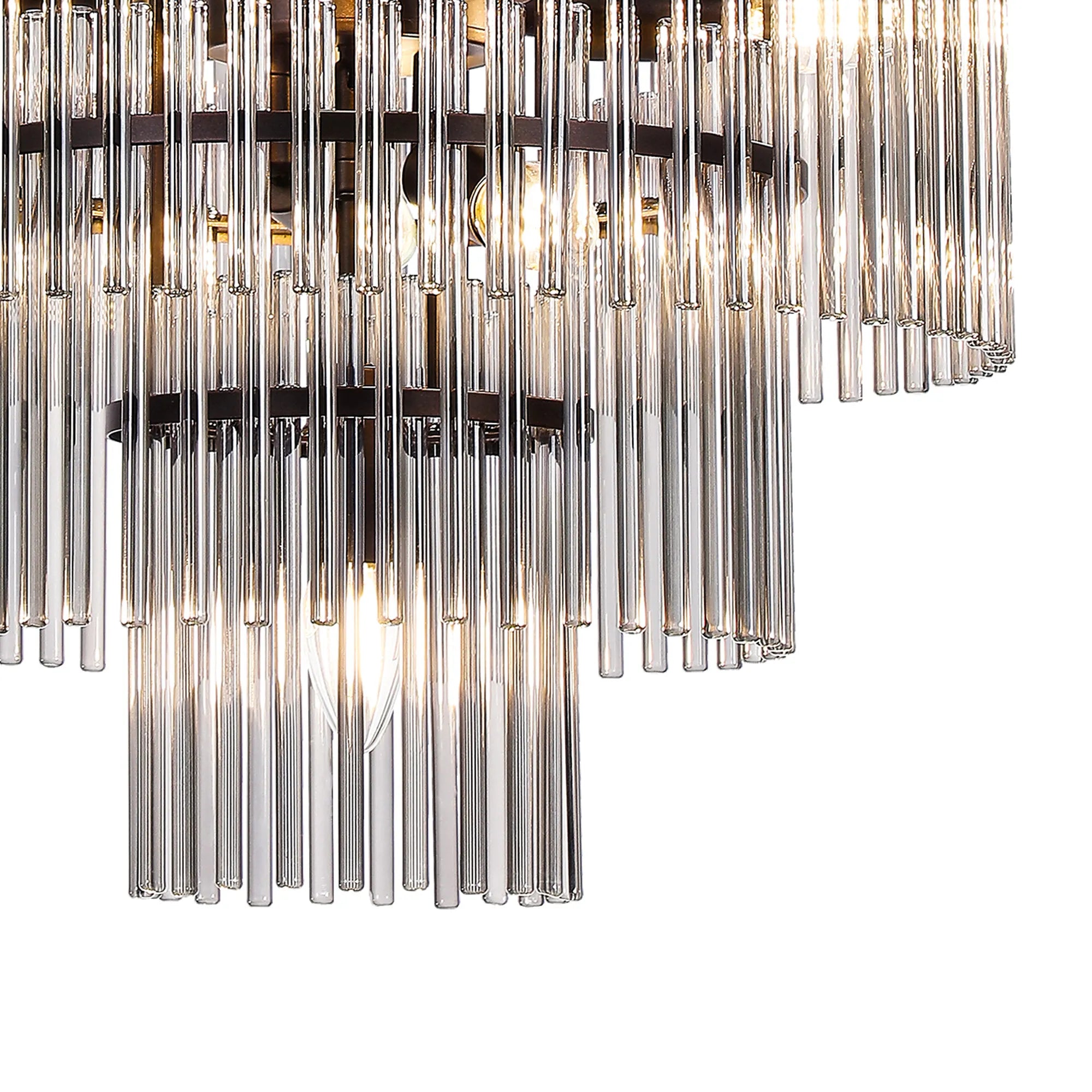 Robin 45cm Pendant & Semi Ceiling 7 Light - Brown Oxide & Smoke Glass Rods