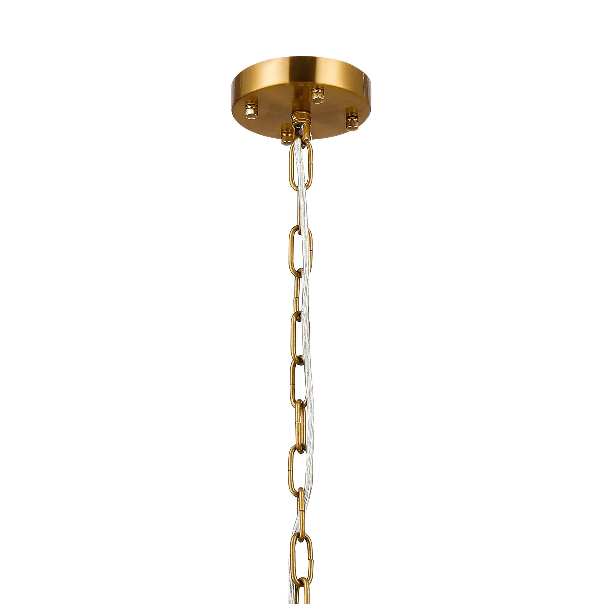 Robin 45cm Pendant & Semi Ceiling 7 Light - Brass & Clear Glass Rods