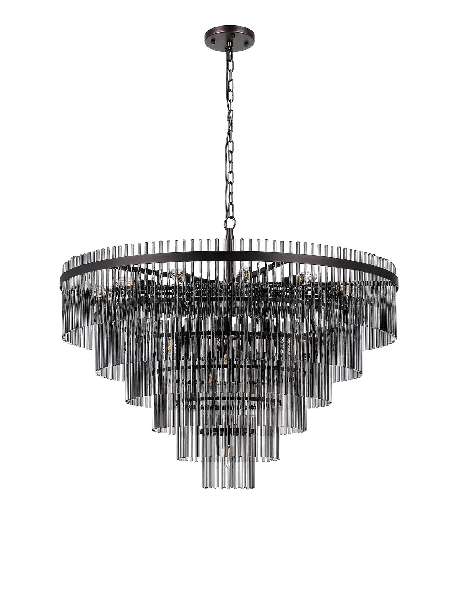 Robin 96cm Pendant & Semi Ceiling 22 Light - Brown Oxide & Smoke Glass Rods
