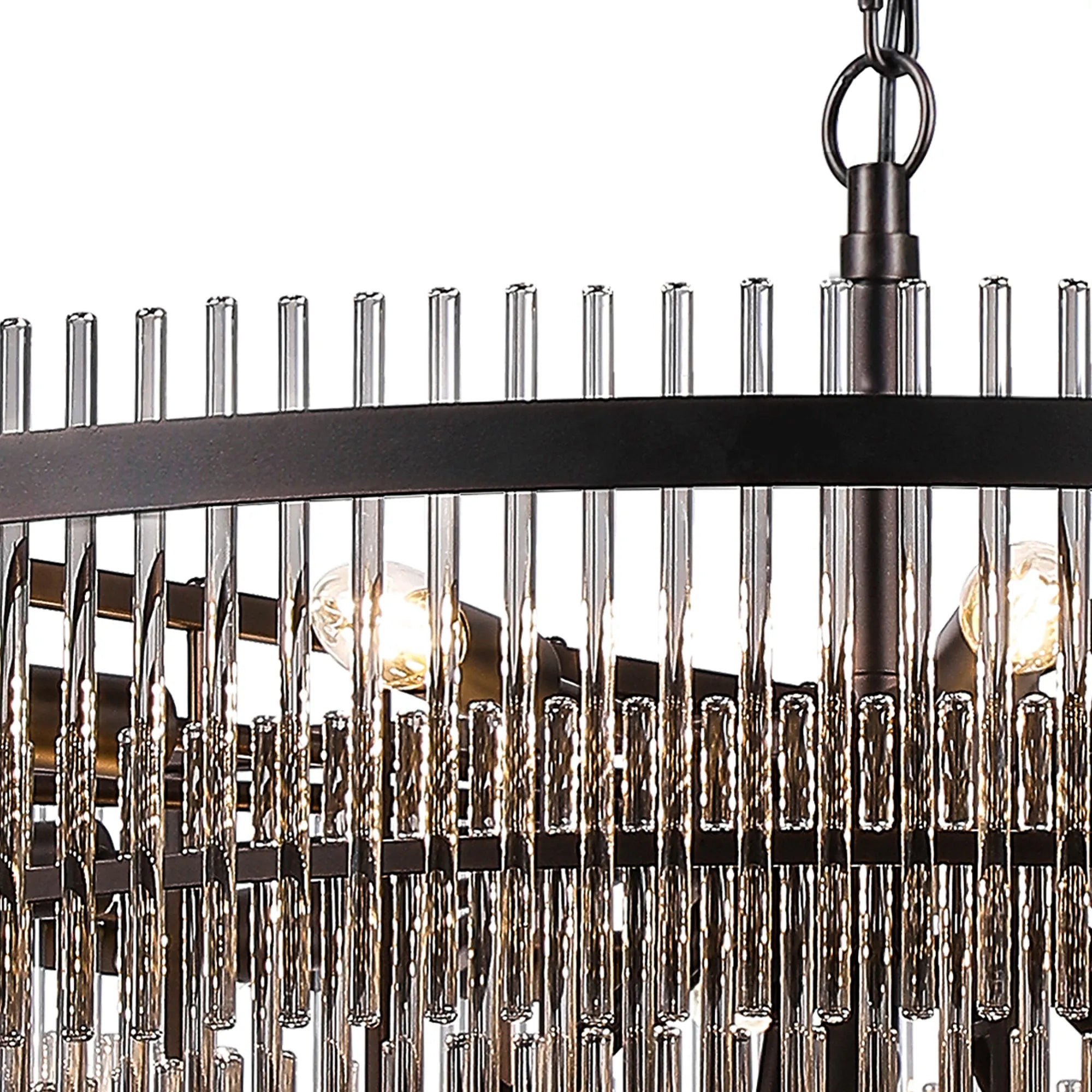 Robin 96cm Pendant & Semi Ceiling 22 Light - Brown Oxide & Smoke Glass Rods