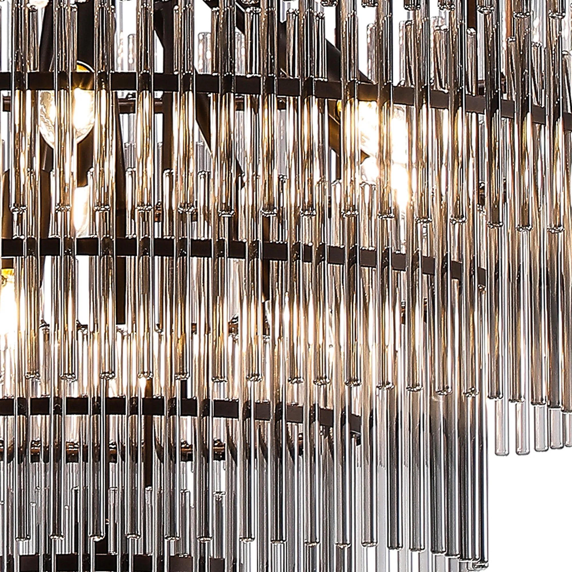 Robin 96cm Pendant & Semi Ceiling 22 Light - Brown Oxide & Smoke Glass Rods