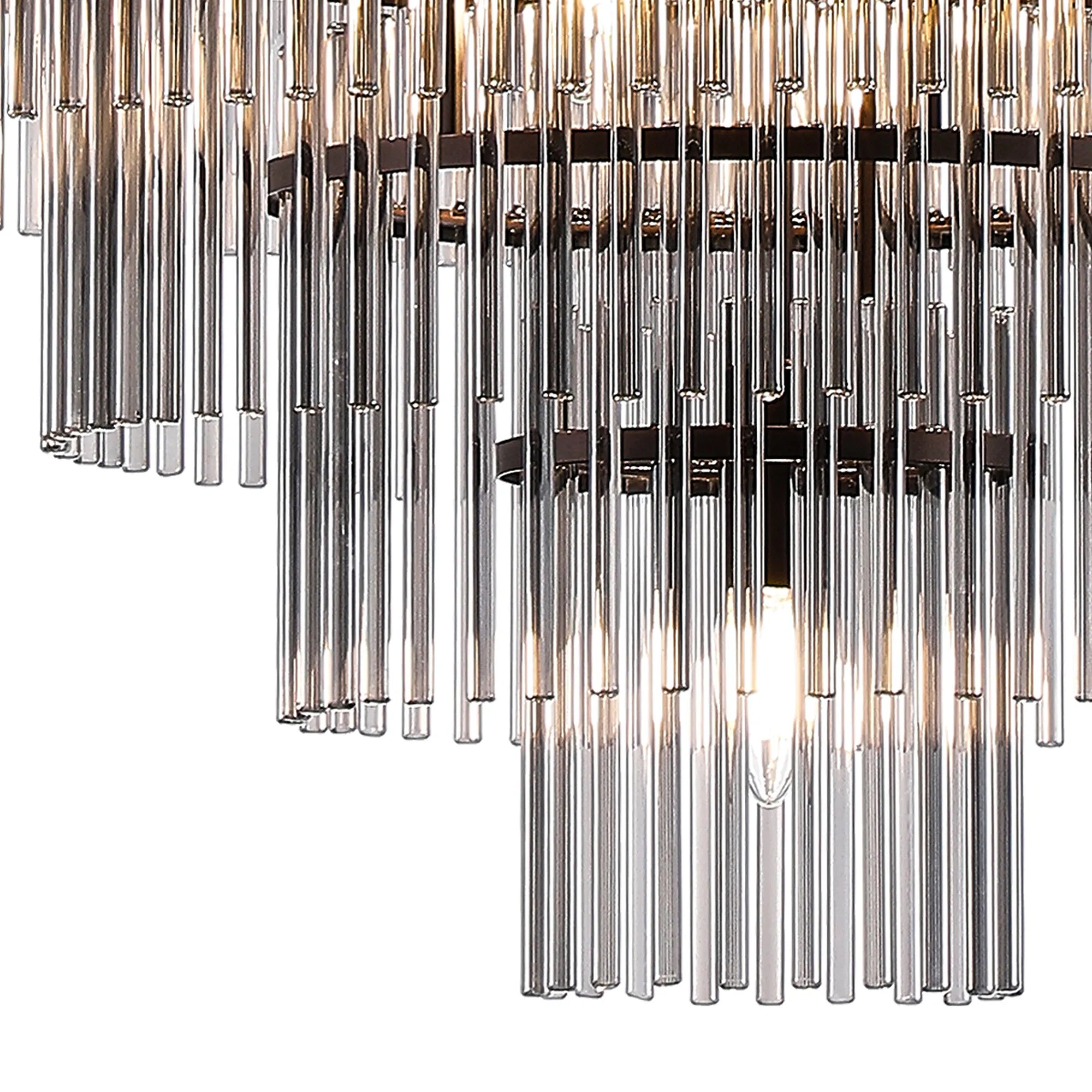 Robin 96cm Pendant & Semi Ceiling 22 Light - Brown Oxide & Smoke Glass Rods