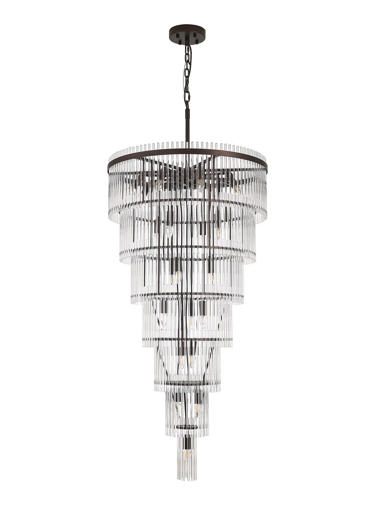 Fabula Robin /Fixed 23 Light E14 Pendant Light – 77 cm – Brown Oxide & Clear Glass Rods