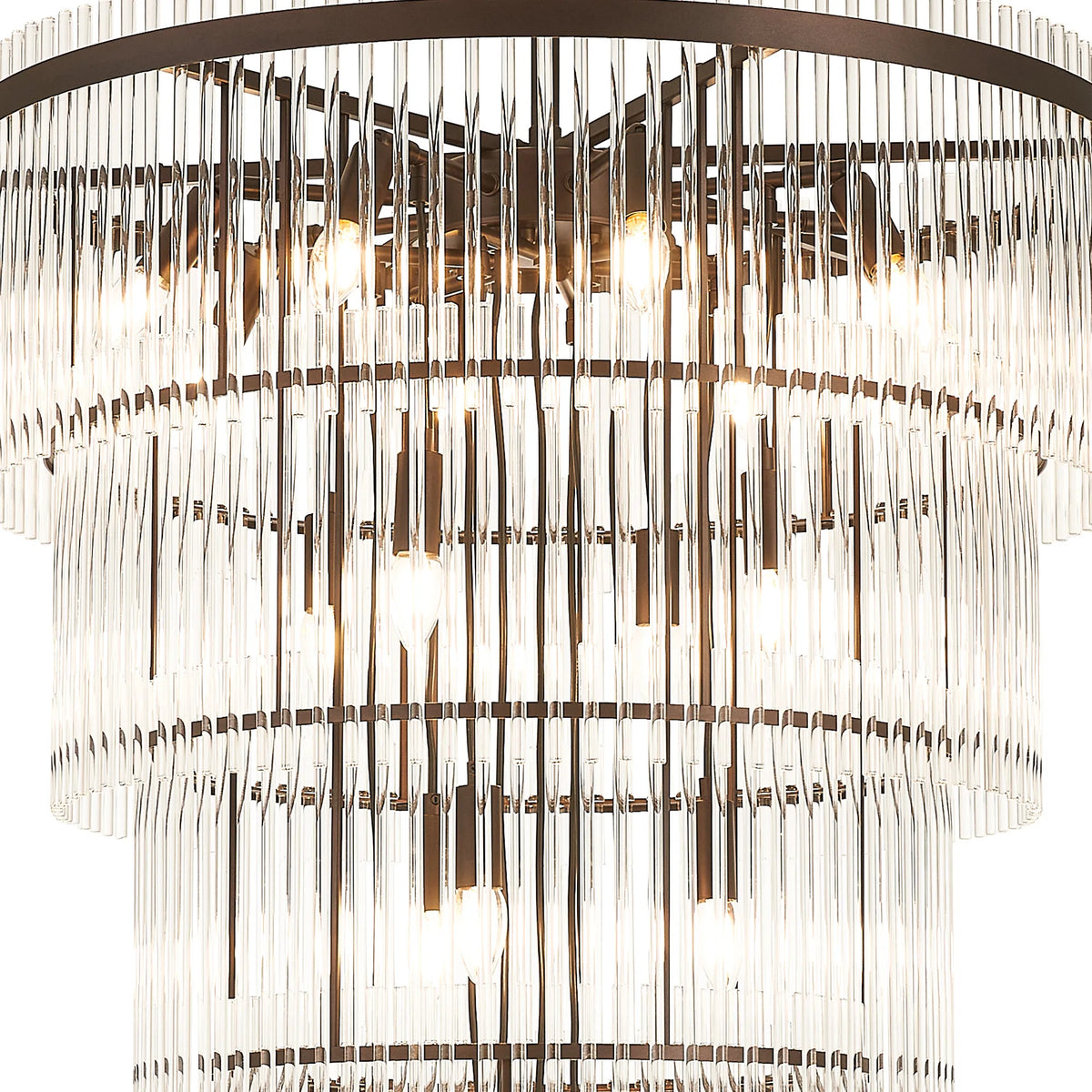 Fabula Robin /Fixed 23 Light E14 Pendant Light – 77 cm – Brown Oxide & Clear Glass Rods