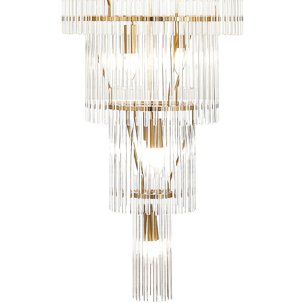 Fabula Robin /Fixed 23 Light E14 Pendant Light – 77 cm – Brass Gold & Clear Glass Rods