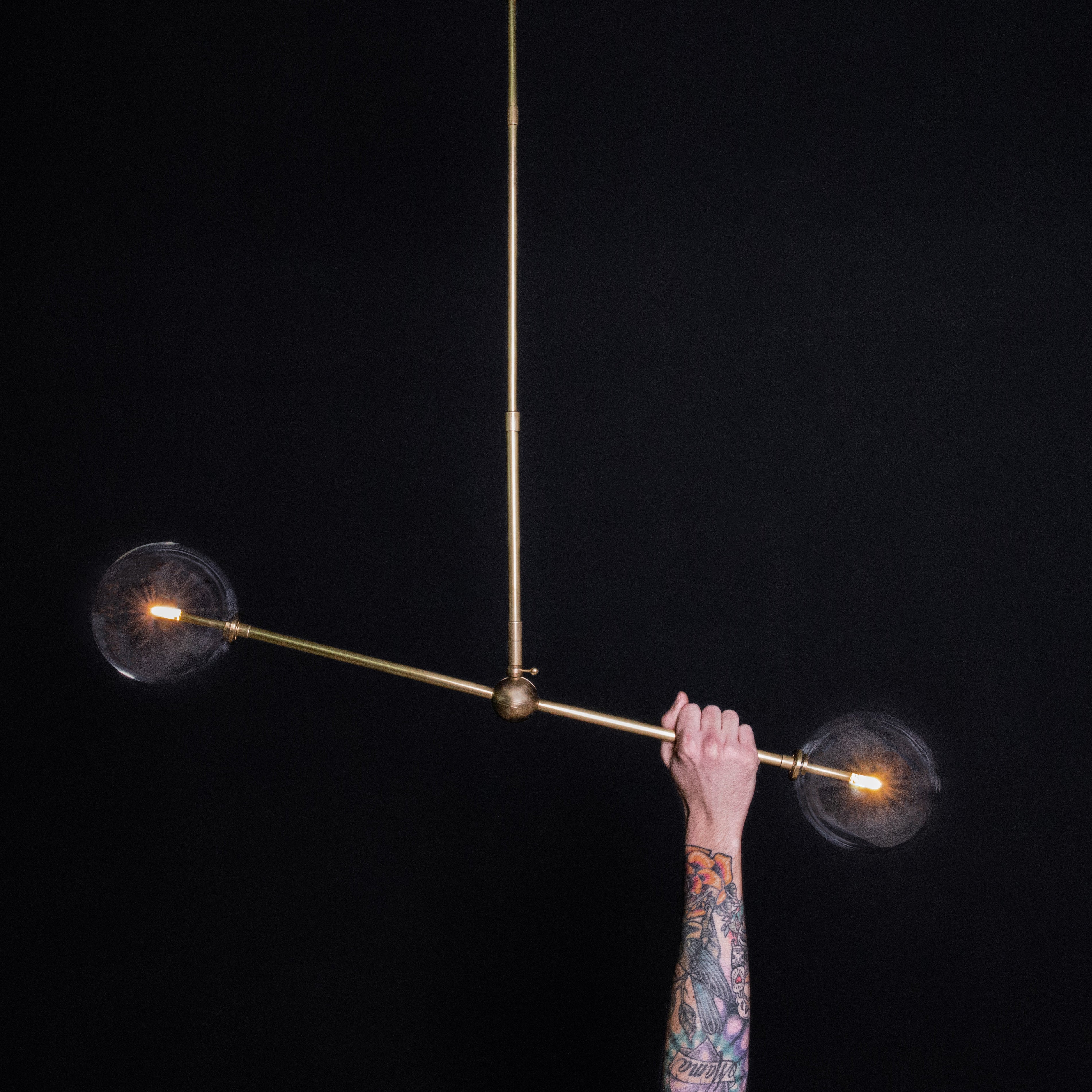 Schwung Balance 150 x 150 2 Light Pendant - Transparent Glass