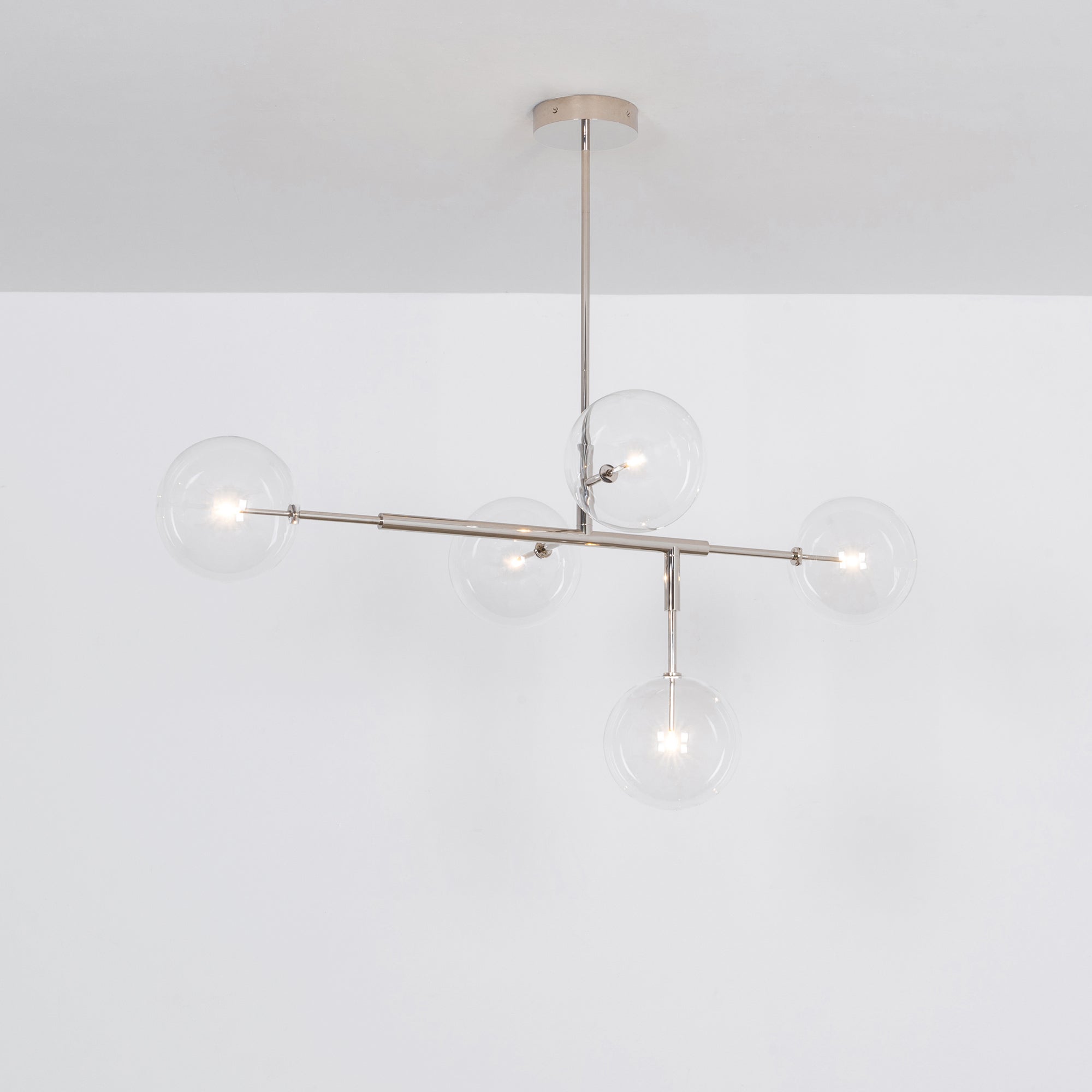 Schwung Axis 5 Light Chandelier - Transparent Glass