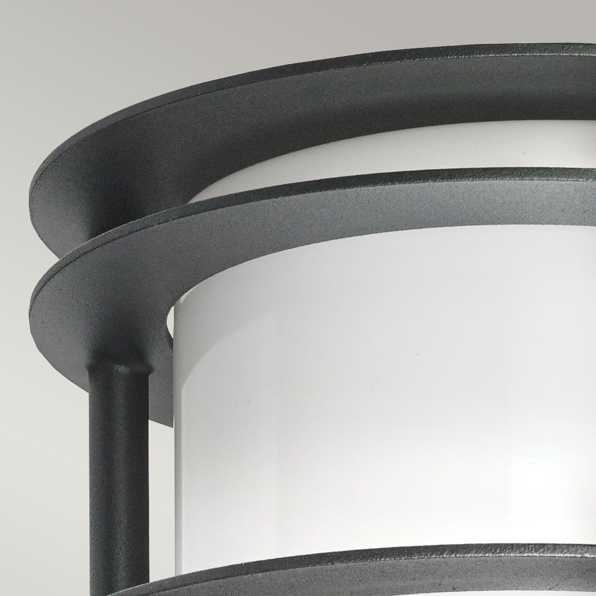 Norlys Stockholm Single Flush Fitting - Black with Opal Glass