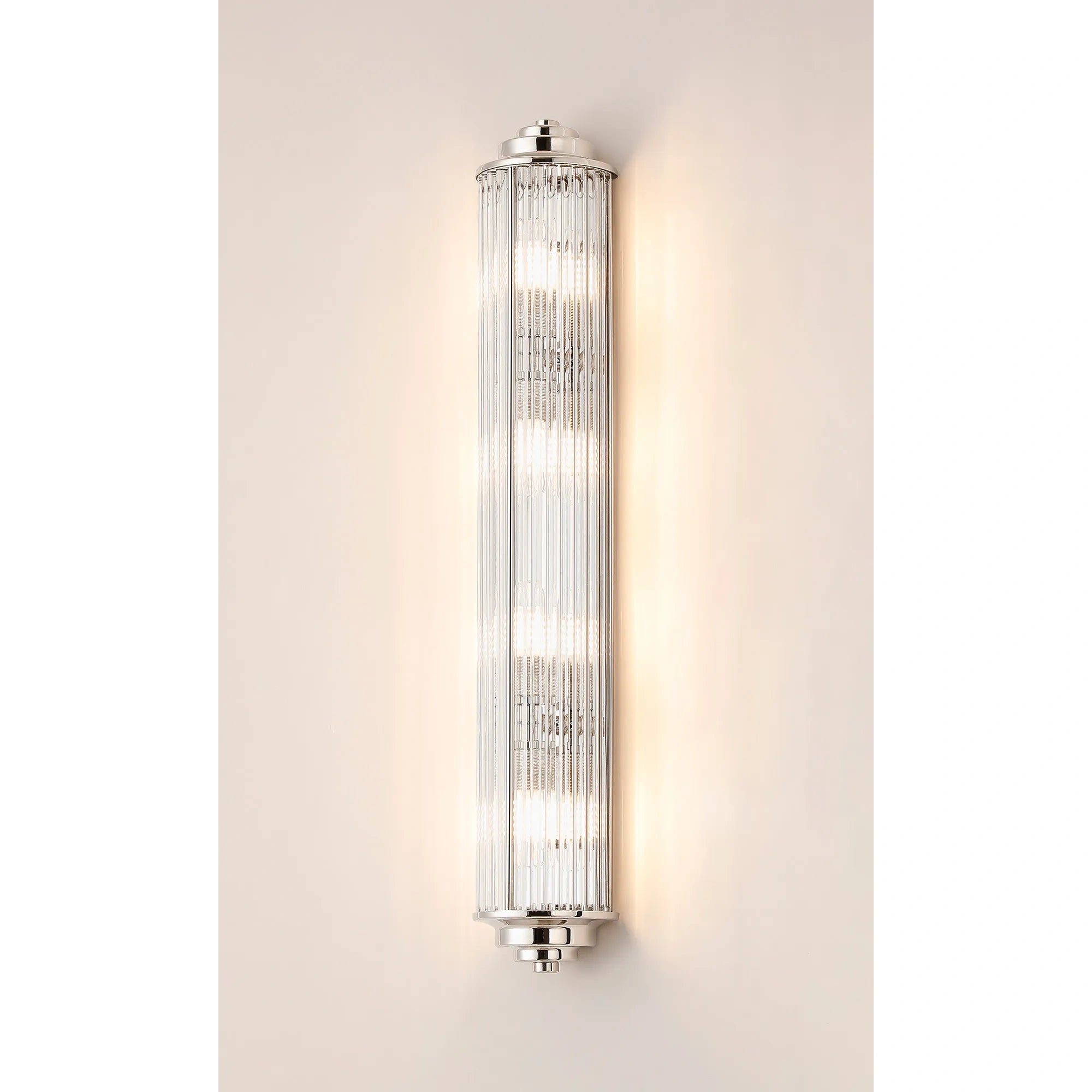 Fabula Wedgewood Large 4 Light Glass Rod Wall Light G9 IP44 - Polished Nickel