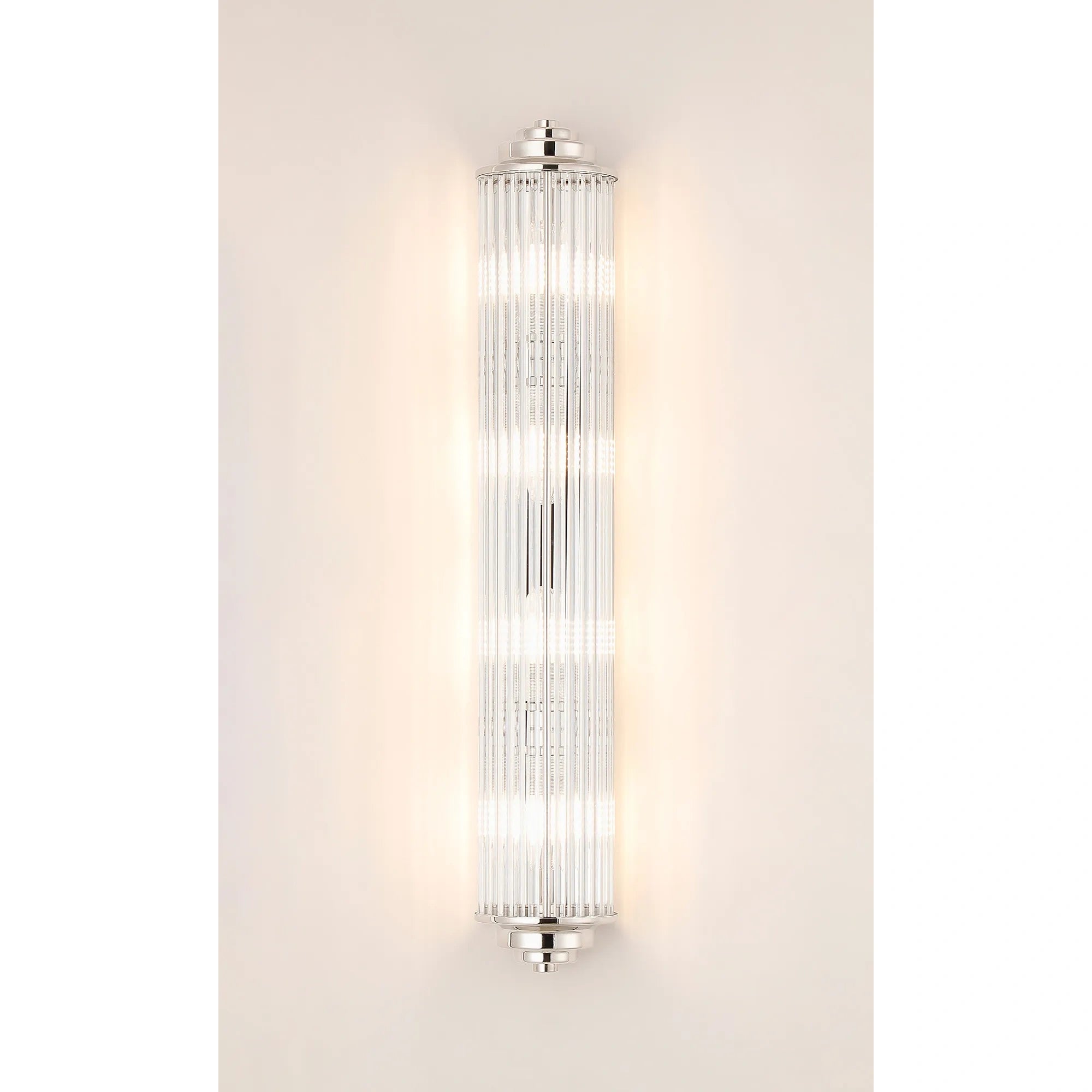 Fabula Wedgewood Large 4 Light Glass Rod Wall Light G9 IP44 - Polished Nickel