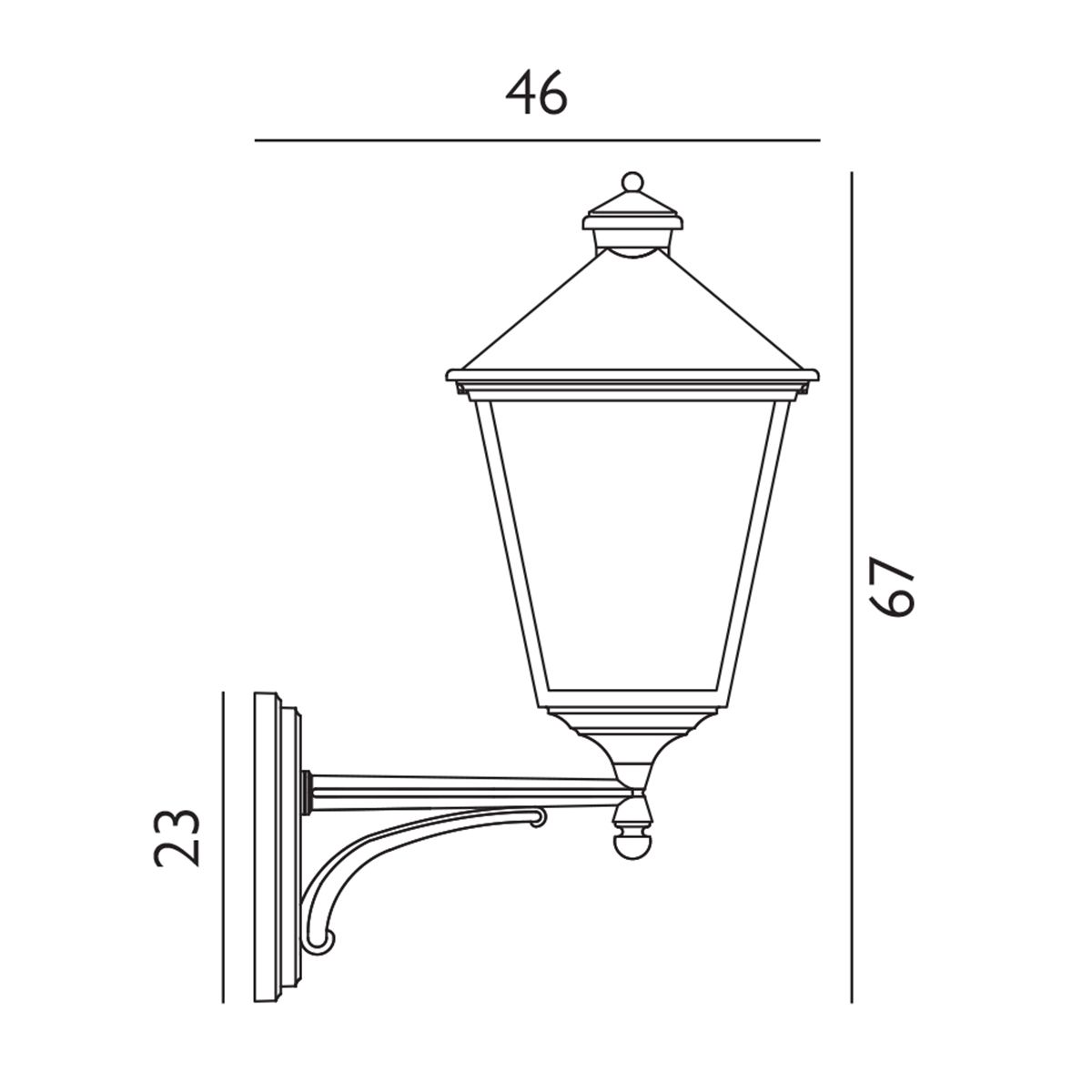Norlys Turin Grande Single Up Wall Lantern - Black