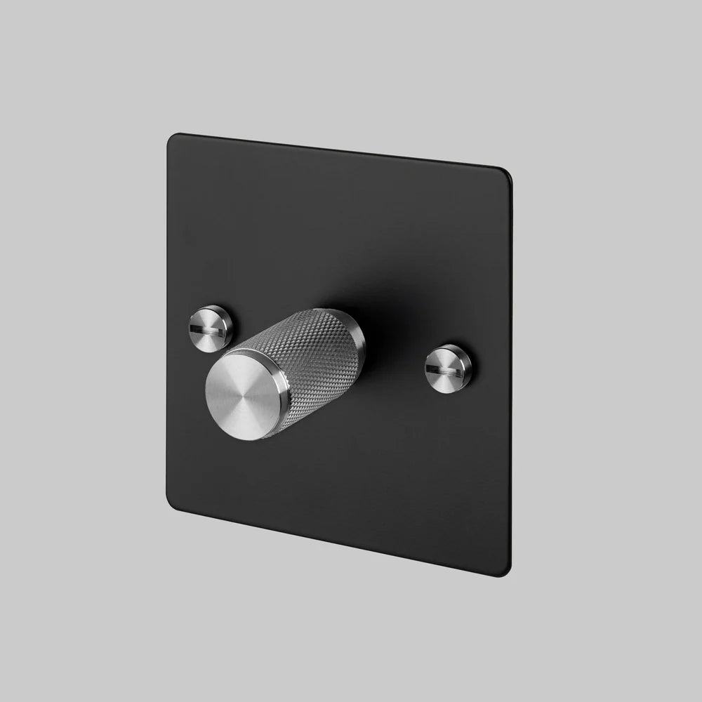 Buster + Punch 1G Dimmer Switch 120W - Black Back Plate & Cross Knurl Pattern