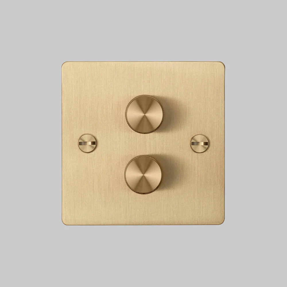 Buster + Punch 2G Dimmer Switch - Brass Back Plate & Cross Knurl Pattern