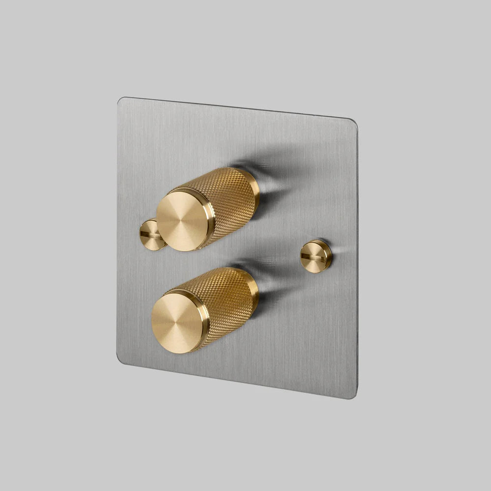 Buster + Punch 2G Dimmer Switch - Steel Back Plate & Cross Knurl Pattern