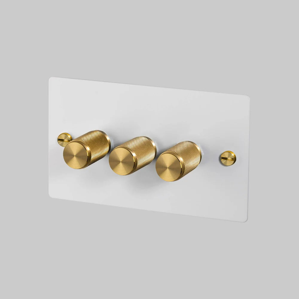 Buster + Punch 3G Dimmer Switch 120W - White Back Plate & Cross Knurl Pattern