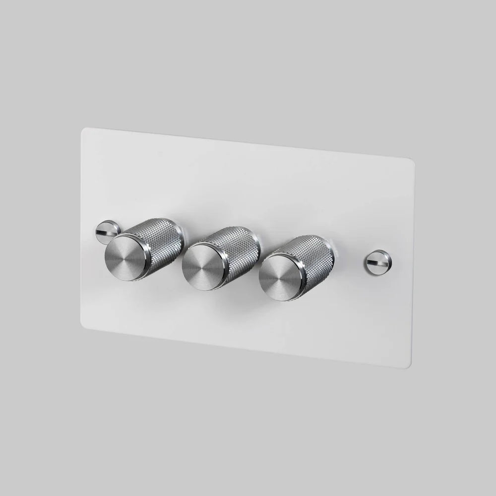 Buster + Punch 3G Dimmer Switch 120W - White Back Plate & Cross Knurl Pattern