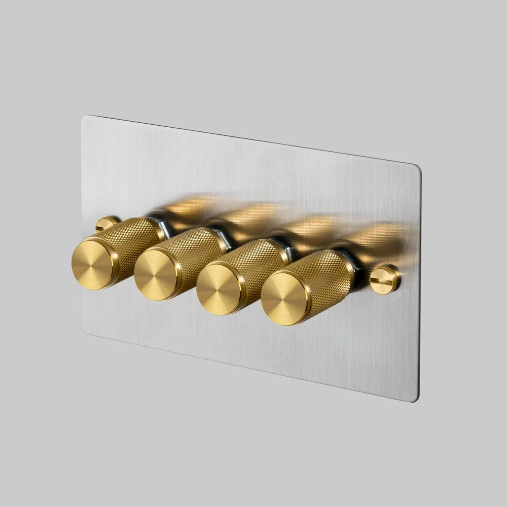 Buster + Punch 4G Dimmer Switch 120W - Steel Back Plate & Cross Knurl Pattern