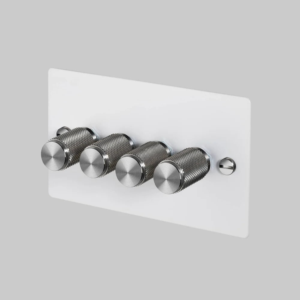 Buster + Punch 4G Dimmer Switch 120W - White Back Plate & Cross Knurl Pattern