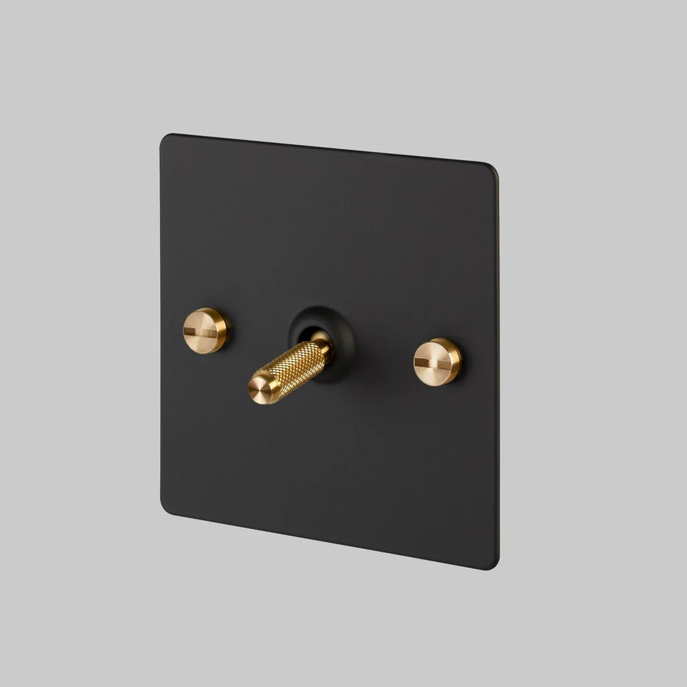 Buster + Punch 1G Toggle Light Switch - Black Back Plate & Cross Knurl Pattern