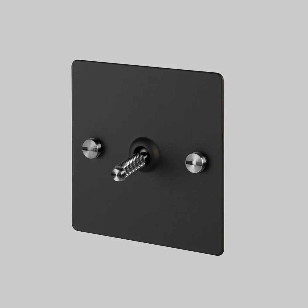 Buster + Punch 1G Toggle Light Switch - Black Back Plate & Cross Knurl Pattern