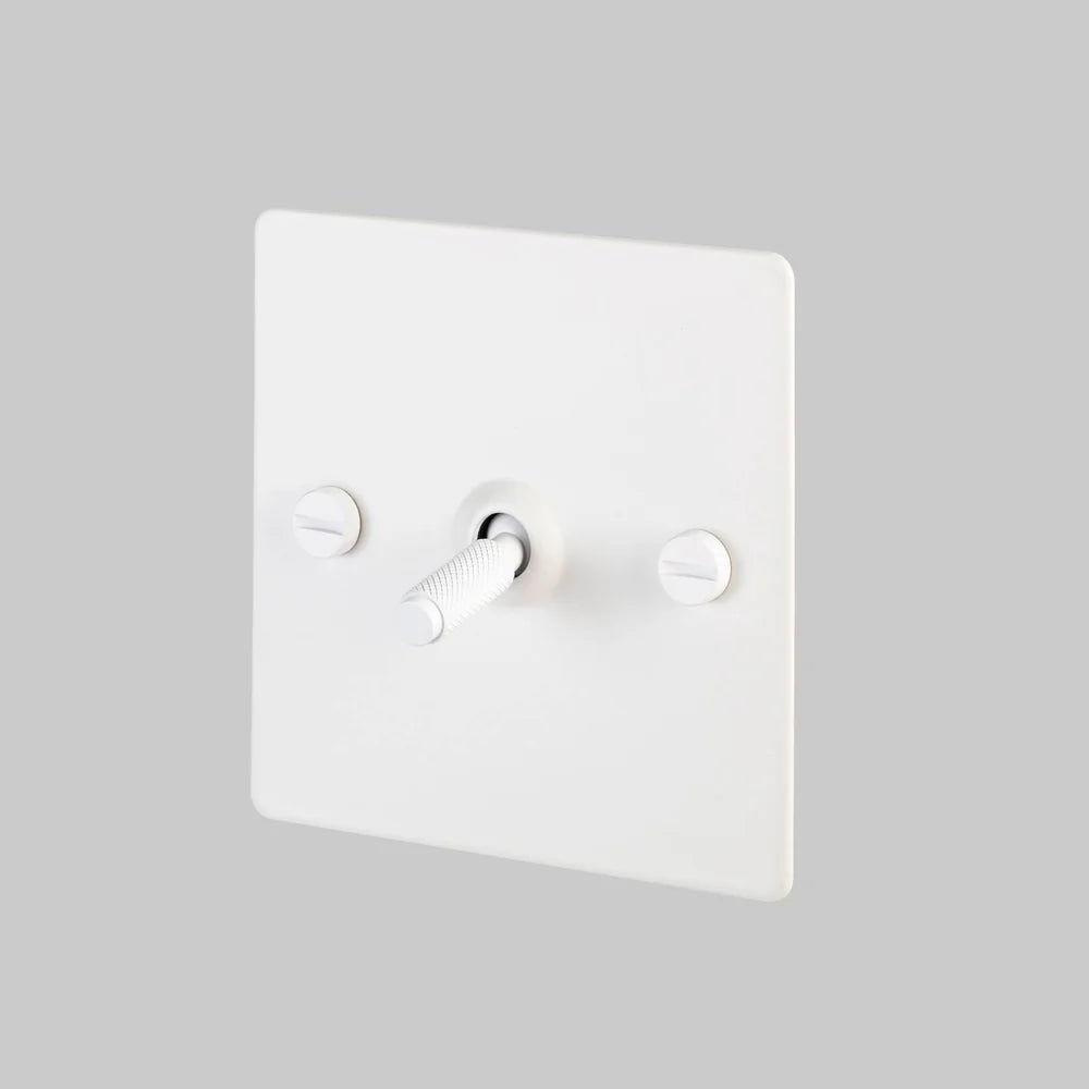 Buster + Punch 1G Toggle Light Switch - White Back Plate & Cross Knurl Pattern