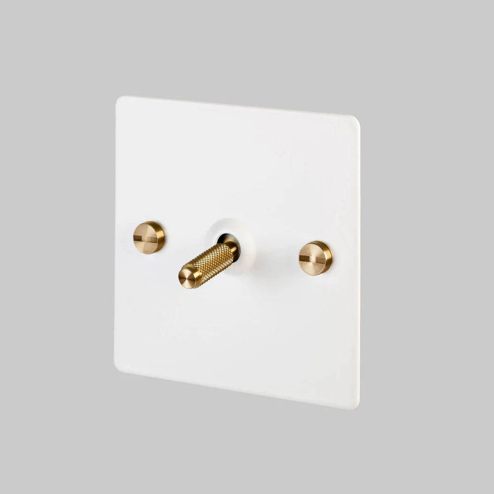 Buster + Punch 1G Toggle Light Switch - White Back Plate & Cross Knurl Pattern