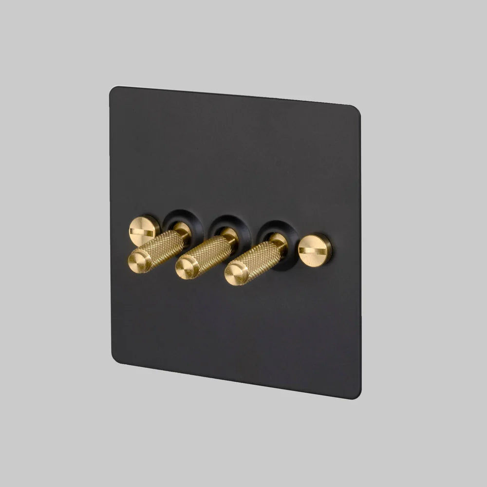 Buster + Punch 3G Toggle Light Switch - Black Back Plate & Cross Knurl Pattern