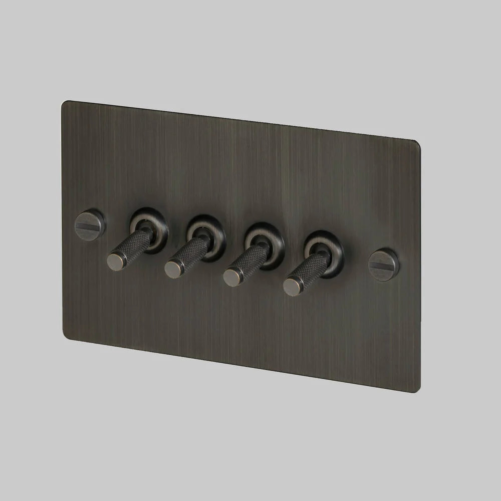 Buster + Punch 4G Toggle Light Switch - Smoked Bronze Back Plate & Cross Knurl Pattern