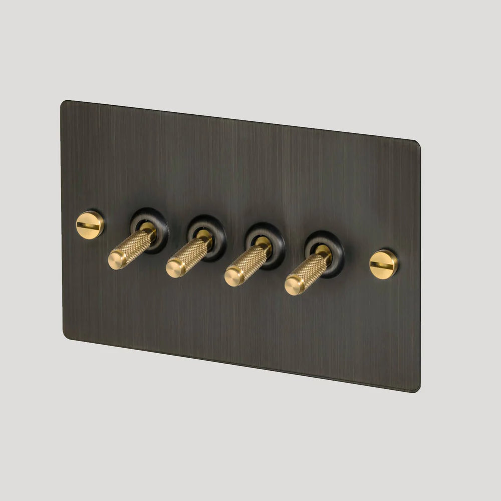 Buster + Punch 4G Toggle Light Switch - Smoked Bronze Back Plate & Cross Knurl Pattern