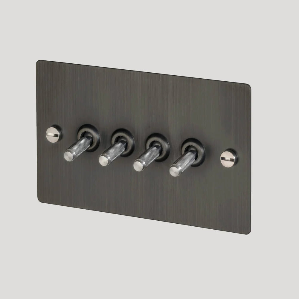 Buster + Punch 4G Toggle Light Switch - Smoked Bronze Back Plate & Cross Knurl Pattern