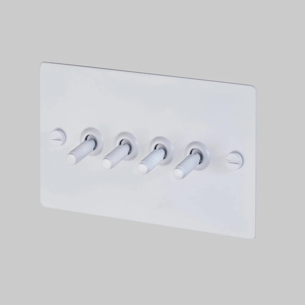 Buster + Punch 4G Toggle Light Switch - White Back Plate & Cross Knurl Pattern