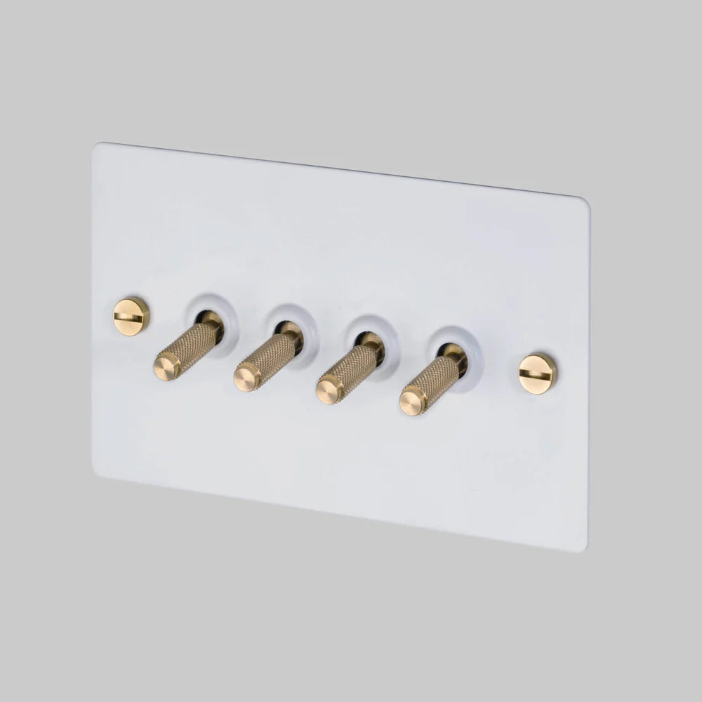 Buster + Punch 4G Toggle Light Switch - White Back Plate & Cross Knurl Pattern