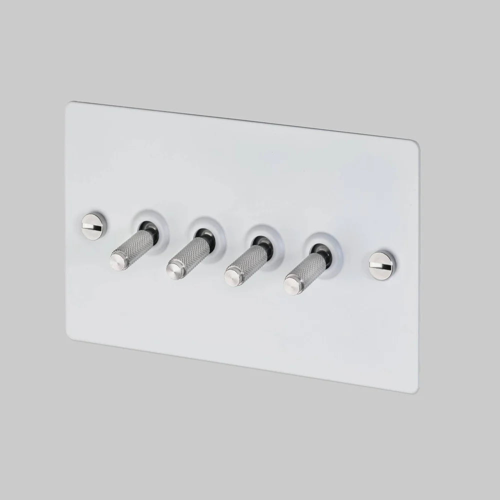 Buster + Punch 4G Toggle Light Switch - White Back Plate & Cross Knurl Pattern