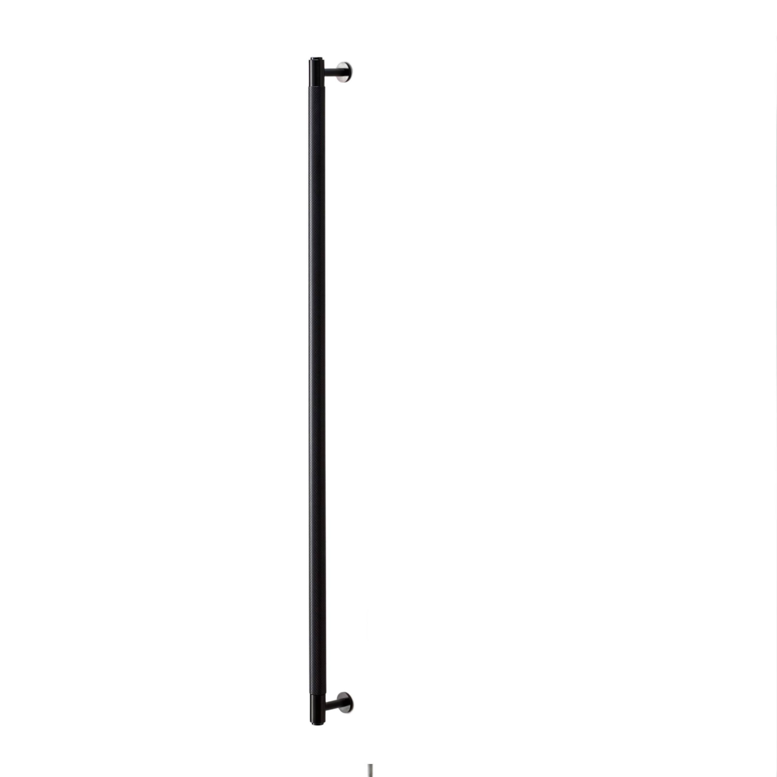 Product cutout of the Cross Knurl closet bar in Black on a white background