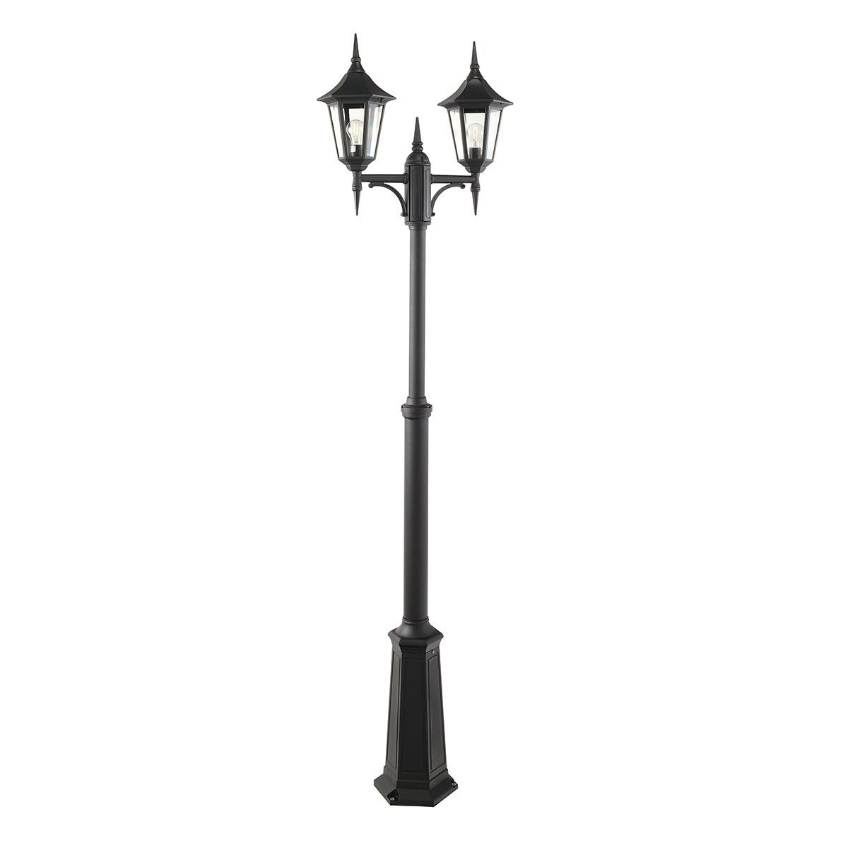 Norlys Valencia 2 Light Twin Head Lamp Post - Black