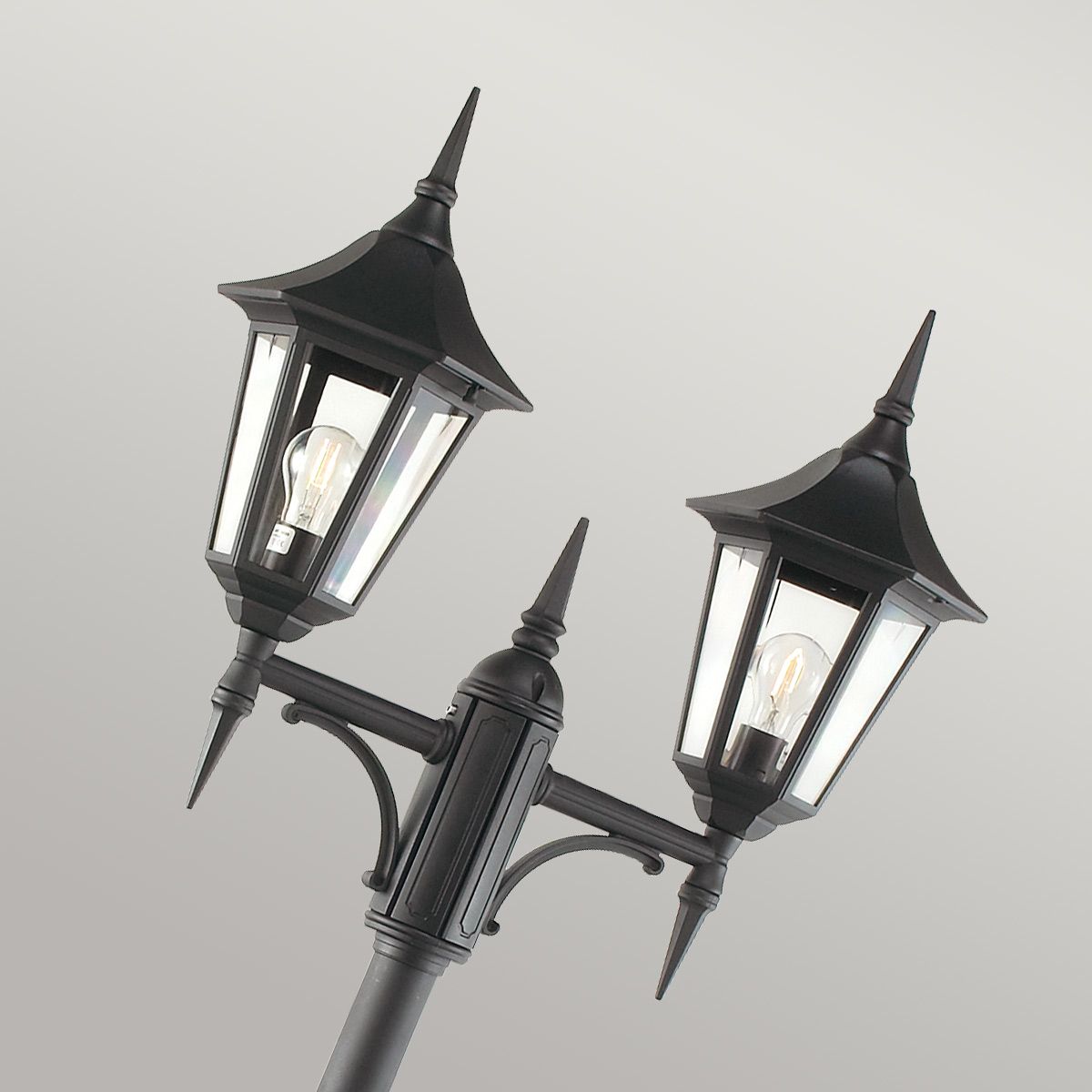 Norlys Valencia 2 Light Twin Head Lamp Post - Black