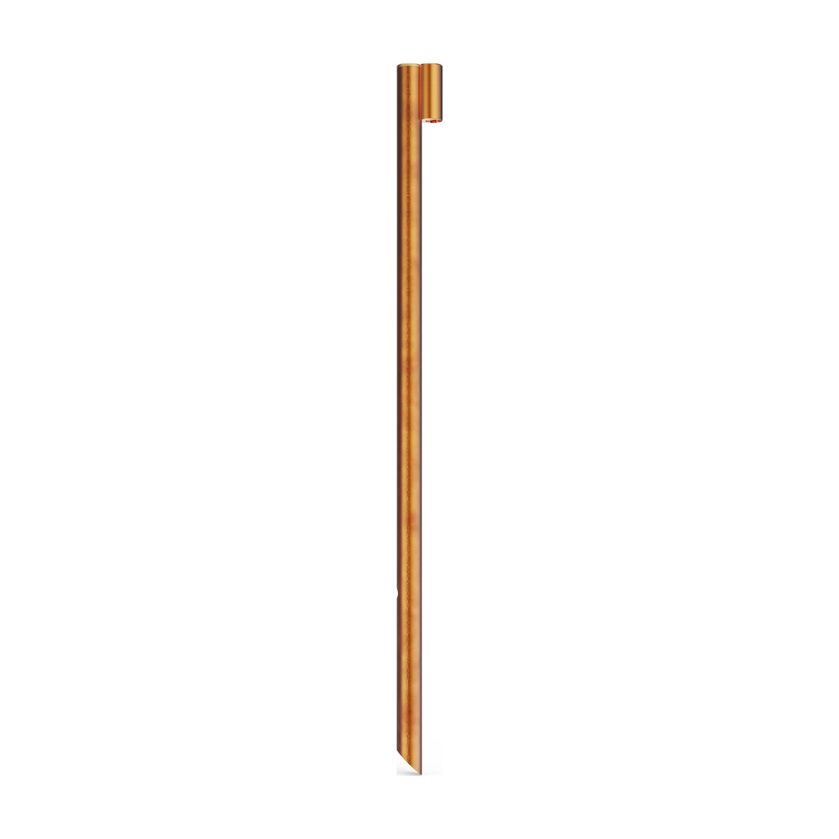 LuxR Modux 1 Vale pole light in solid copper, a slim pole with a pointed end and a small lamp head at the top