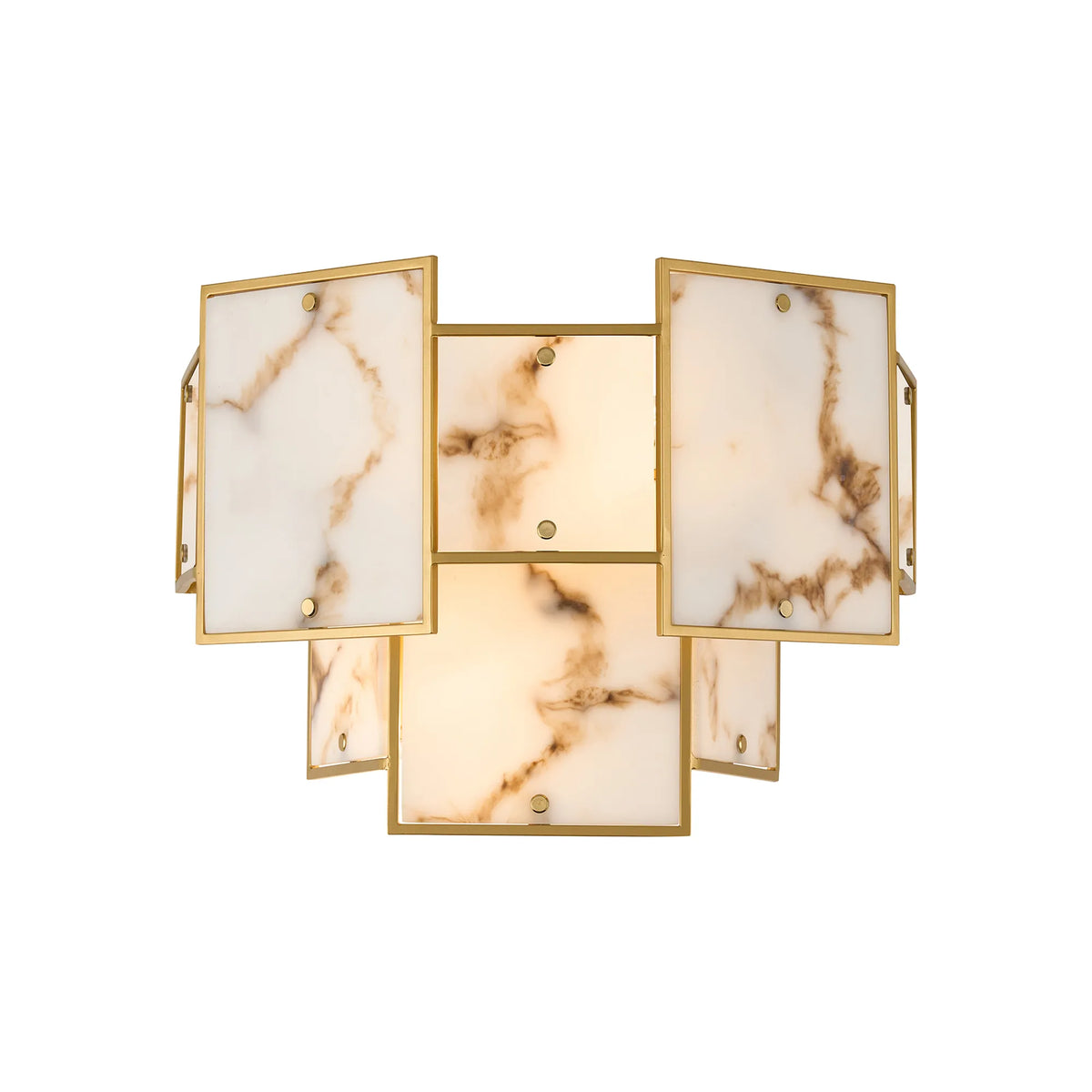 Fabula Wells Switched Wall Light Faux Alabaster – 35 cm – Gold & Brown