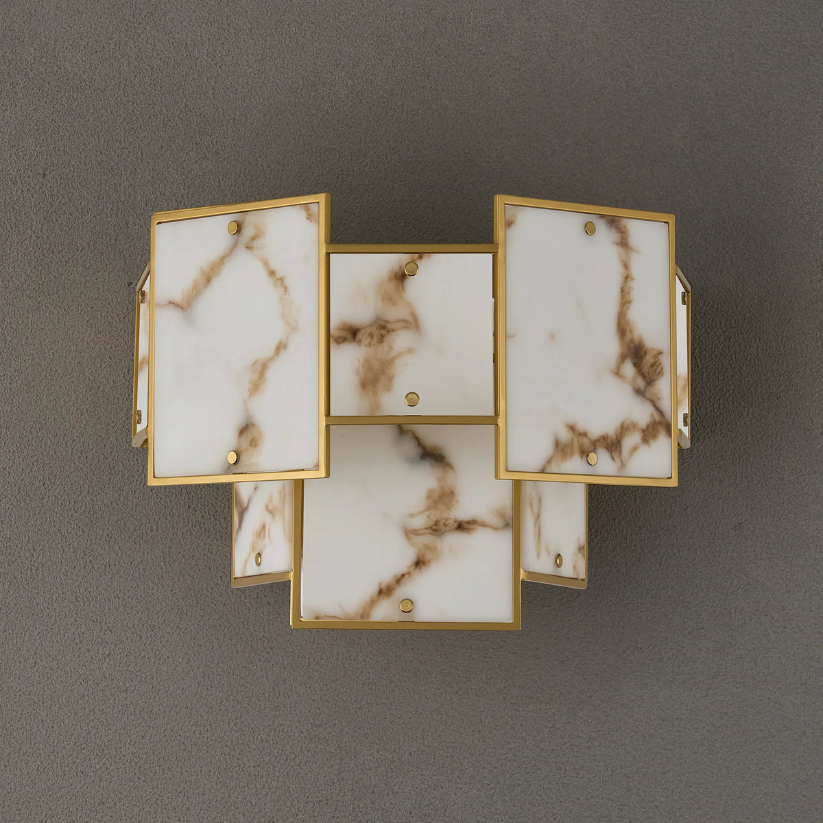 Fabula Wells Switched Wall Light Faux Alabaster – 35 cm – Gold & Brown