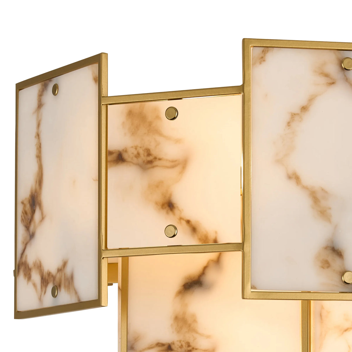 Fabula Wells Switched Wall Light Faux Alabaster – 35 cm – Gold & Brown