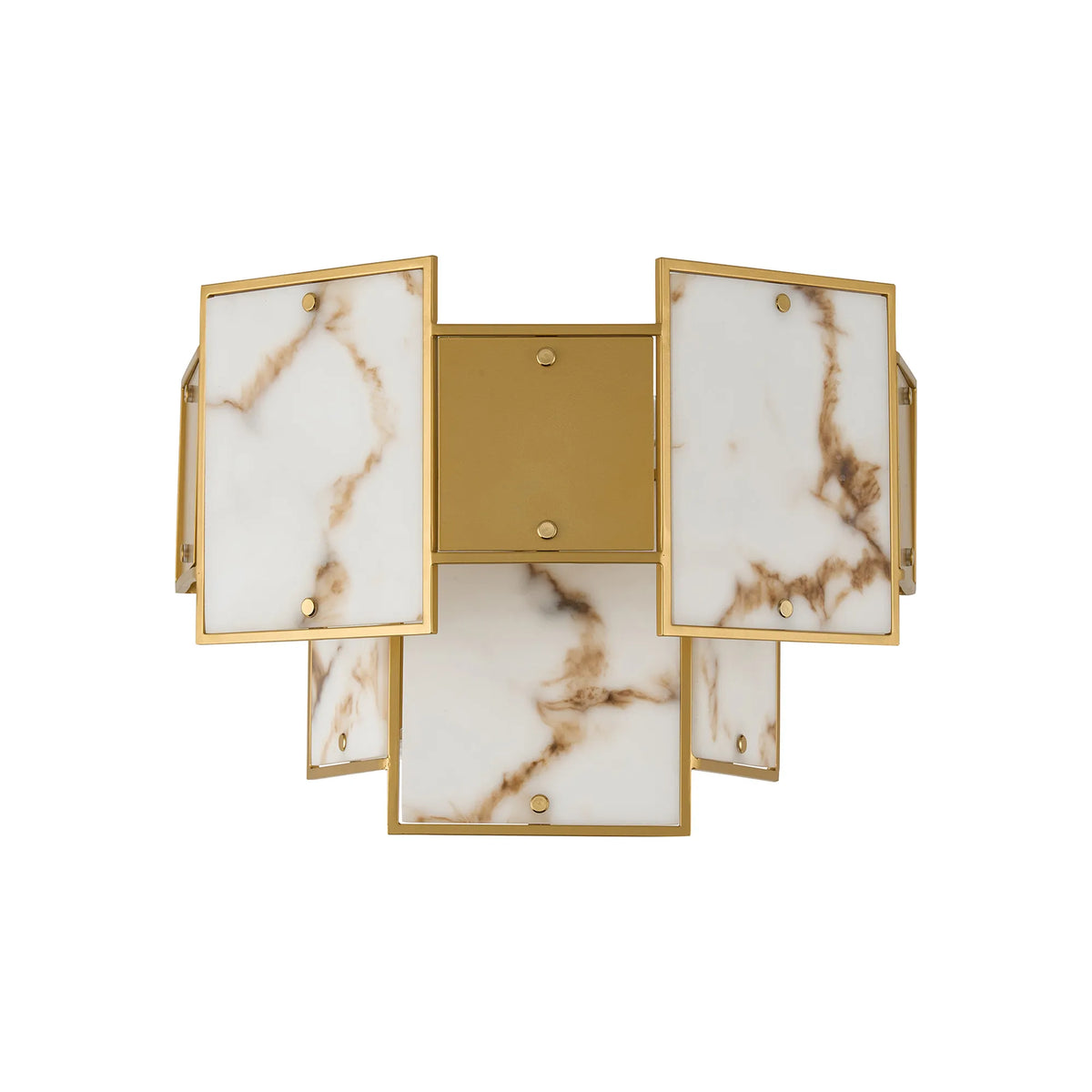 Fabula Wells Switched Wall Light Faux Alabaster & Metal – 35 cm – Gold & Brown