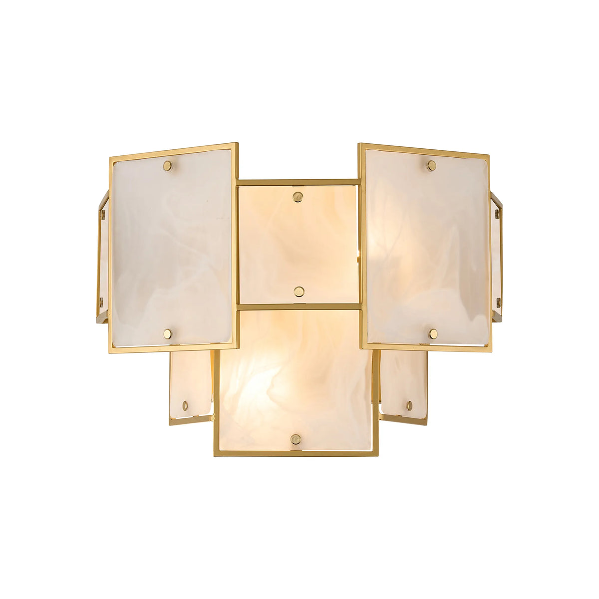 Fabula Wells Switched Wall Light White Alabaster Glass – 35 cm – Gold & White Frosted
