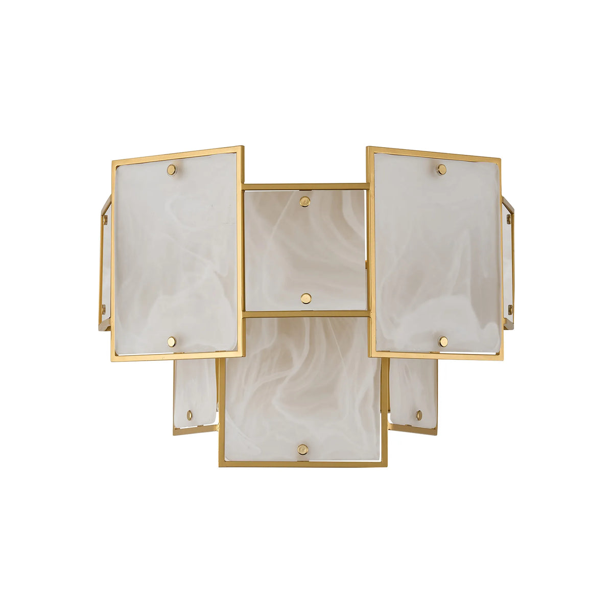 Fabula Wells Switched Wall Light White Alabaster Glass – 35 cm – Gold & White Frosted