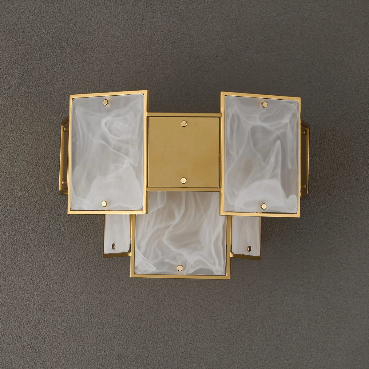 Fabula Wells Switched Wall Light White Alabaster Glass & Metal – 35 cm – Gold & White Frosted
