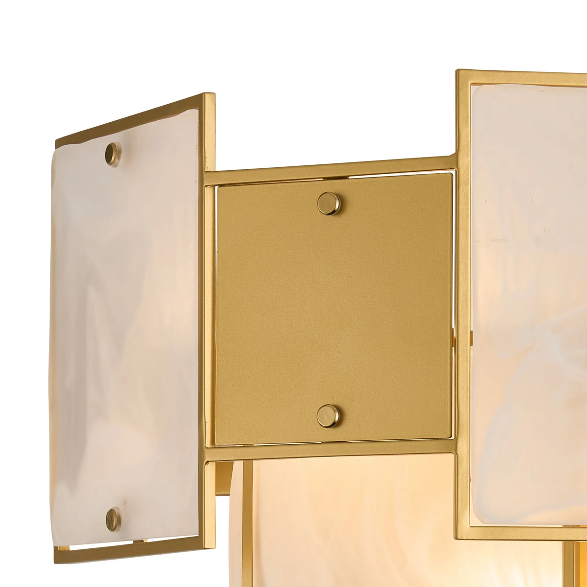 Fabula Wells Switched Wall Light White Alabaster Glass & Metal – 35 cm – Gold & White Frosted