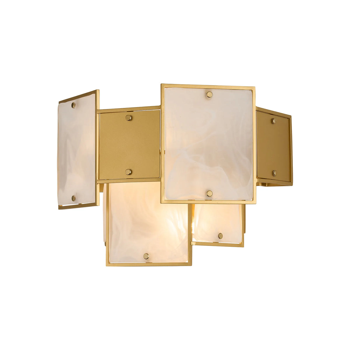 Fabula Wells Switched Wall Light White Alabaster Glass & Metal – 35 cm – Gold & White Frosted 35 cm